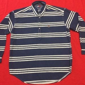 Tommy Hilfiger Mens Large Striped 1/4 Button Crest